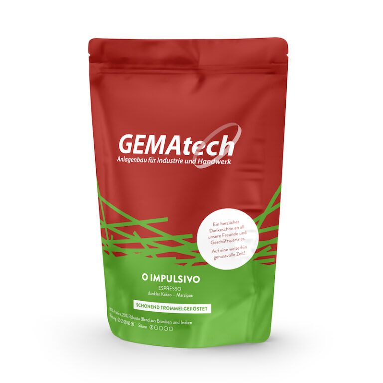 Kaffee Verpackung mit Firmenlogo für Gematech